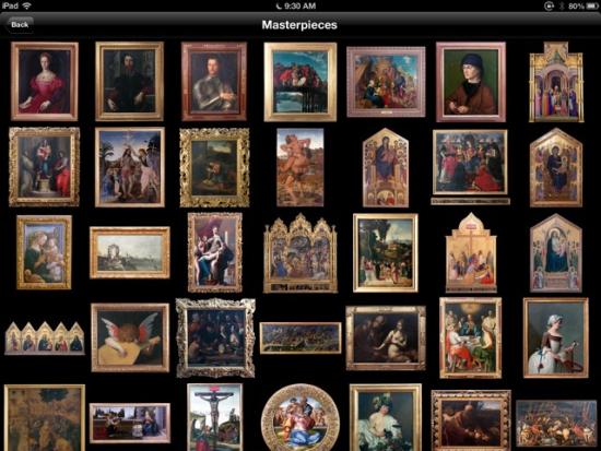 Uffizzi Gallery, iPad app, screen shot by TUAW.com