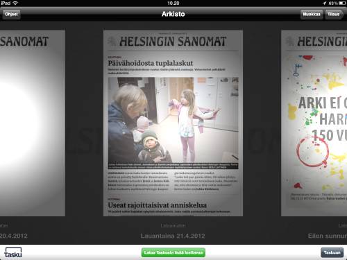 Helsingin Sanomat digilehti, Apple iPad