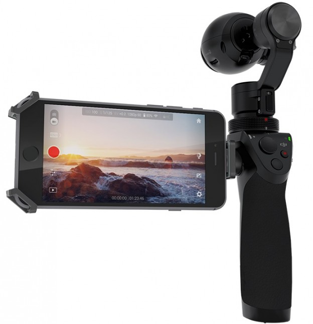 dji osmo -kamera, älypuhelin ohjaa kuvanvakaajaa