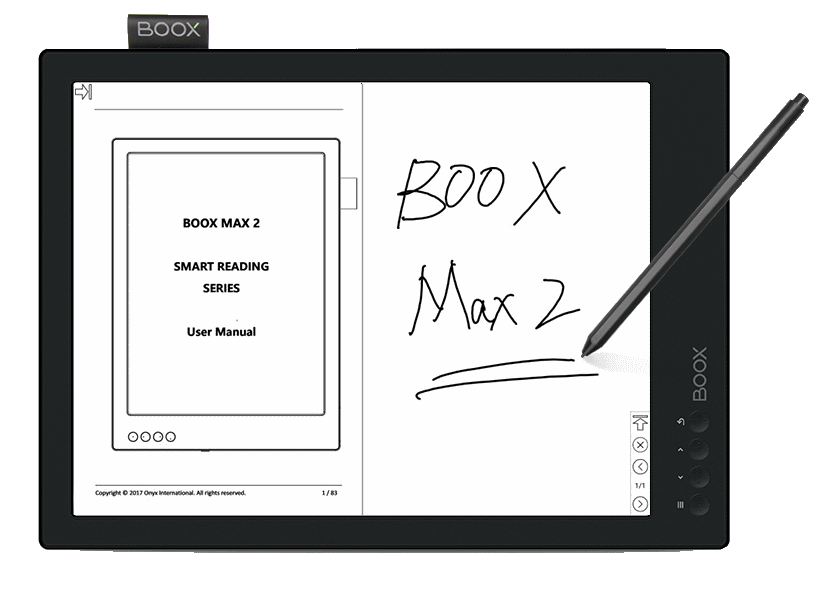 kynällä kirjoittaminen lukulaite Onyx Boox Max 2