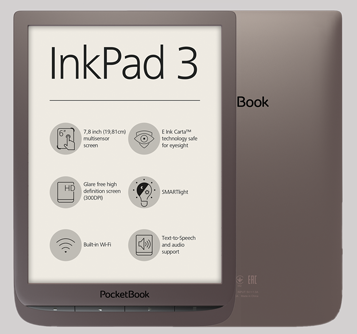 Pocketbook Inkpad 3, 7.8 tuuman näyttö taustavalolla