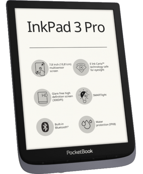 Vesitiivis lukulaite Pocketbook Inkpad 3 Pro e-kirjoille ja äänikirjoille