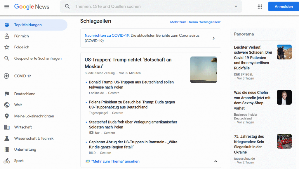 google news uutispalvelu saksassa