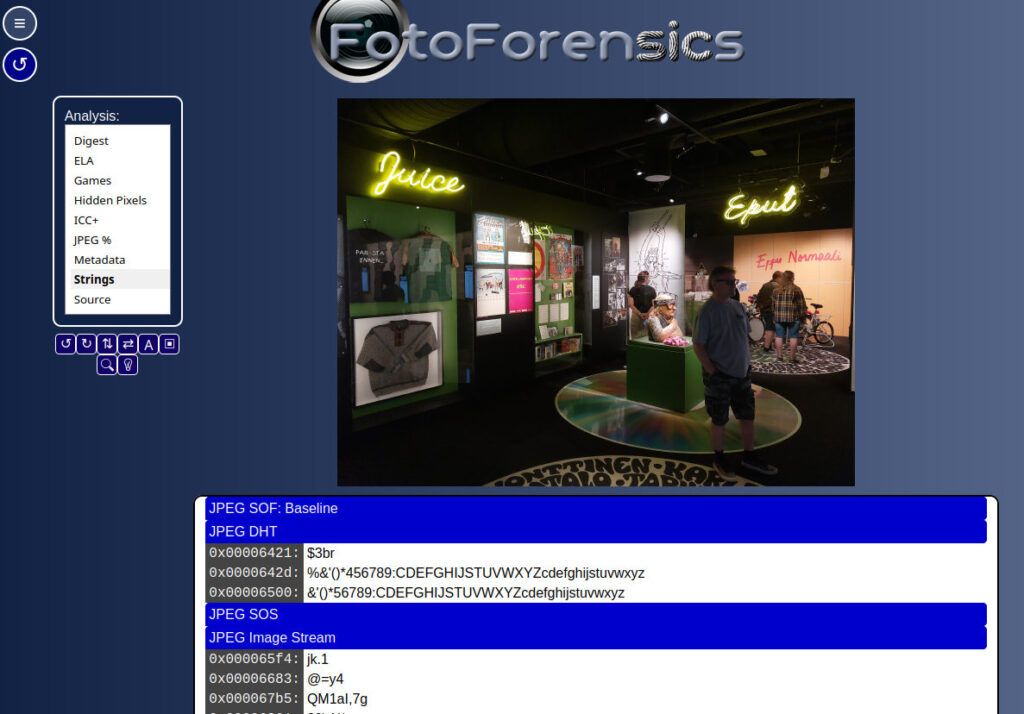 fotoforensics valokuvien tarkastamiseen välineitä