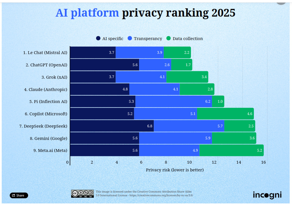 kaavio: incogni: ai platform privacy ranking 2025.