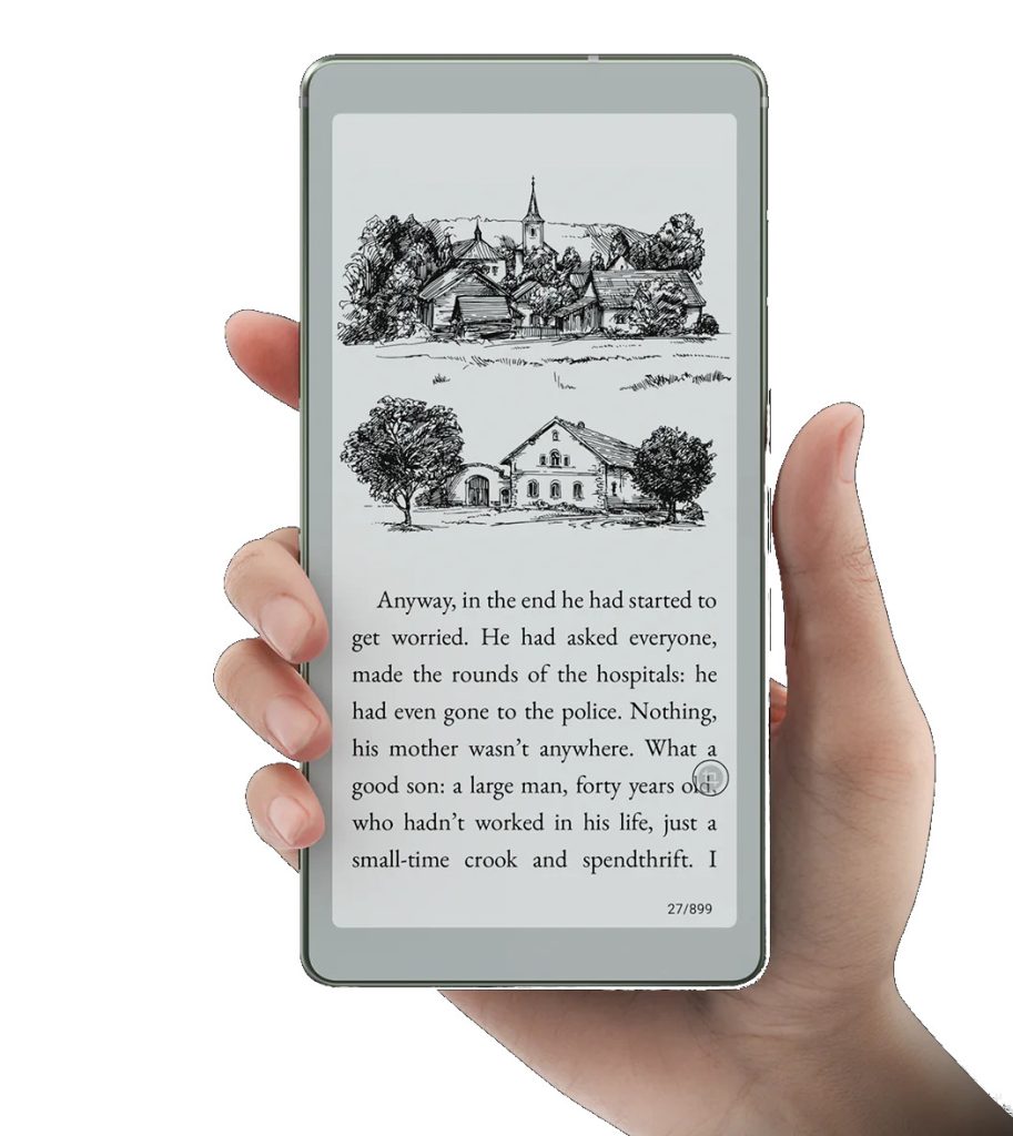 viwoods aipaper reader lukulaite kädessä