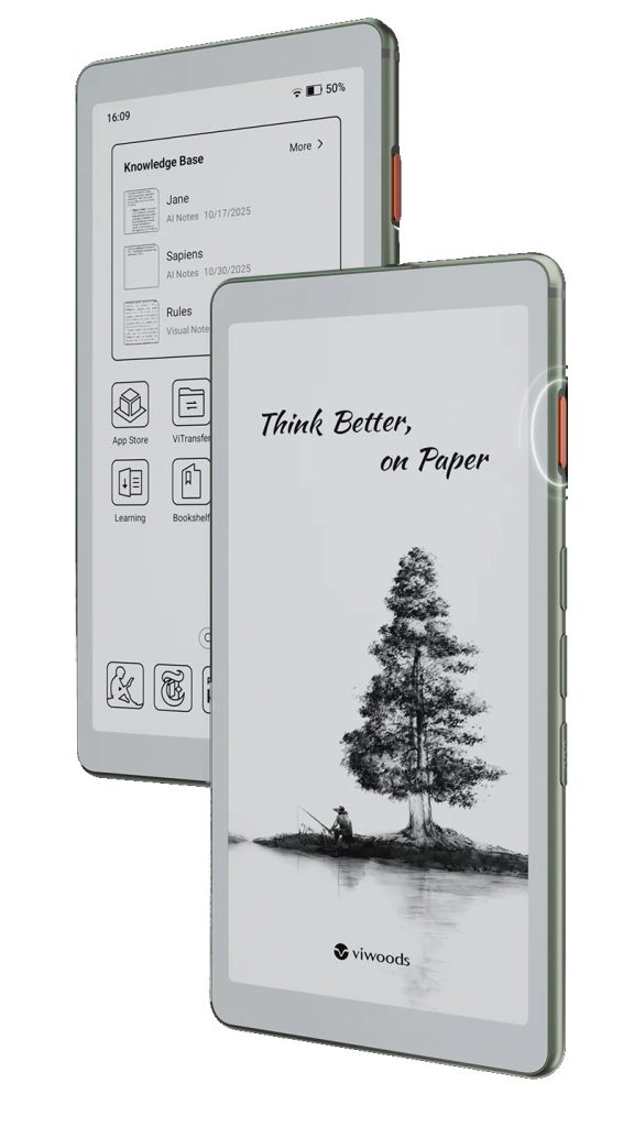 viwoods aipaper reader, e ink näyttö kaksi laitetta
