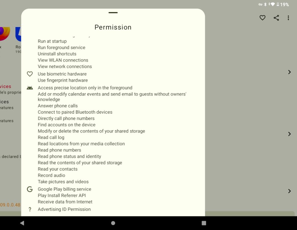 android sovelluskauppa näyttää instagram app tietoja. ruutukaappaus